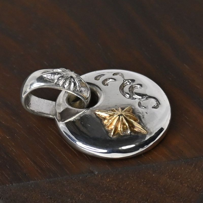 【研磨済】SAAD ペンダントトップ 18K シルバー925 太陽神 唐草 ネックレスチャーム