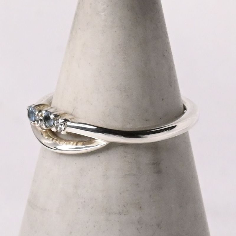 【研磨済】4℃ ストーン リング シルバー925 8号 美品 ヨンドシー 指輪