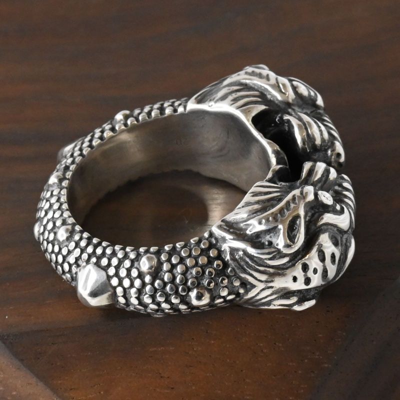 【研磨済】美品 GUCCI ダブル タイガーヘッド リング グッチ 指輪 ツイン パンサー Ag925