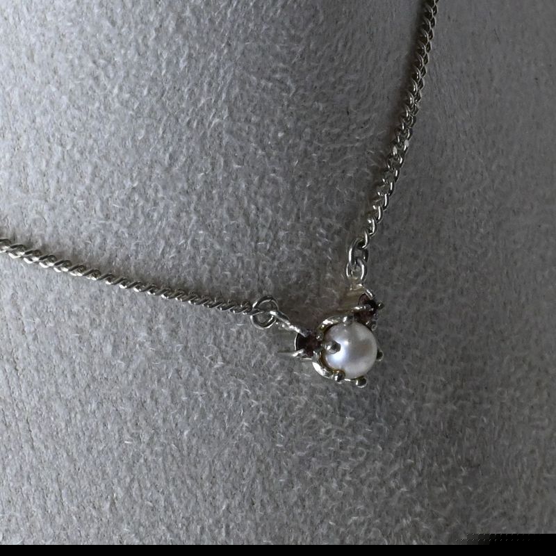 【研磨済】4℃ パール ネックレス シルバー925 チェーン43cm ヨンドシー