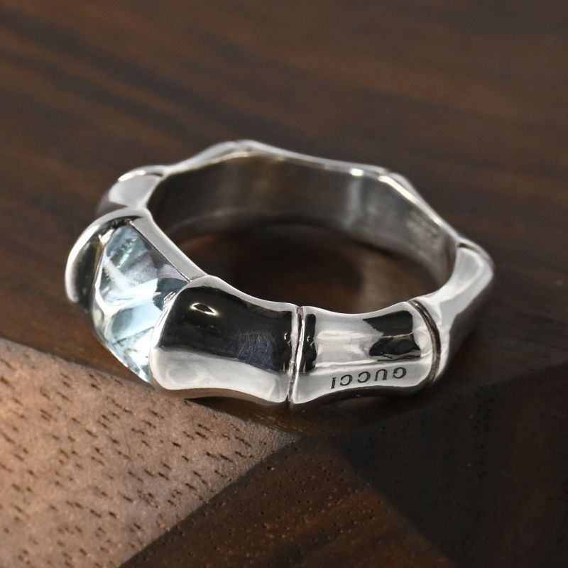 【研磨済】美品 GUCCI バンブー ラインストーン リング サイズ13 グッチ