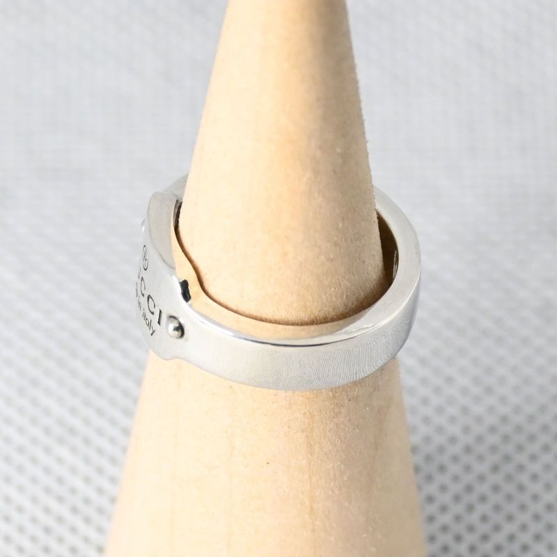 美品 GUCCI グッチ ロゴ プレート リング シルバー925 Ag925 9号 オールドグッチ