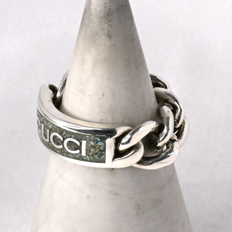 【研磨済】GUCCI ゴルメット チェーン リング 10号 指輪 Ag925