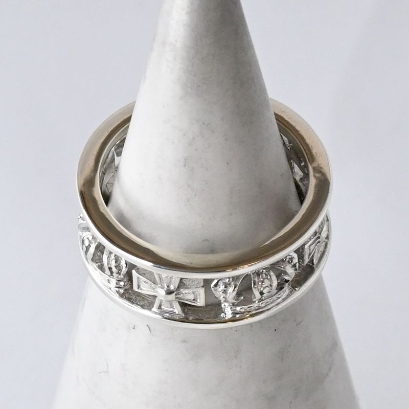 【研磨済】 JUSTIN DAVIS MEDIEVAL WEDDING BAND リング/KIDS 6号 シャイニー SRJ2011 ジャスティンデイビス 指輪 クラウン 王冠 シルバー925