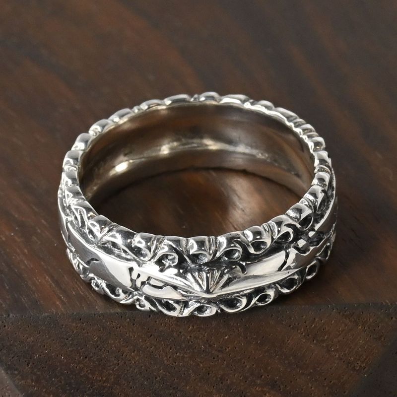 【研磨済】SAAD リング 15号 シルバー925 クラックデザイン 太陽神 サード