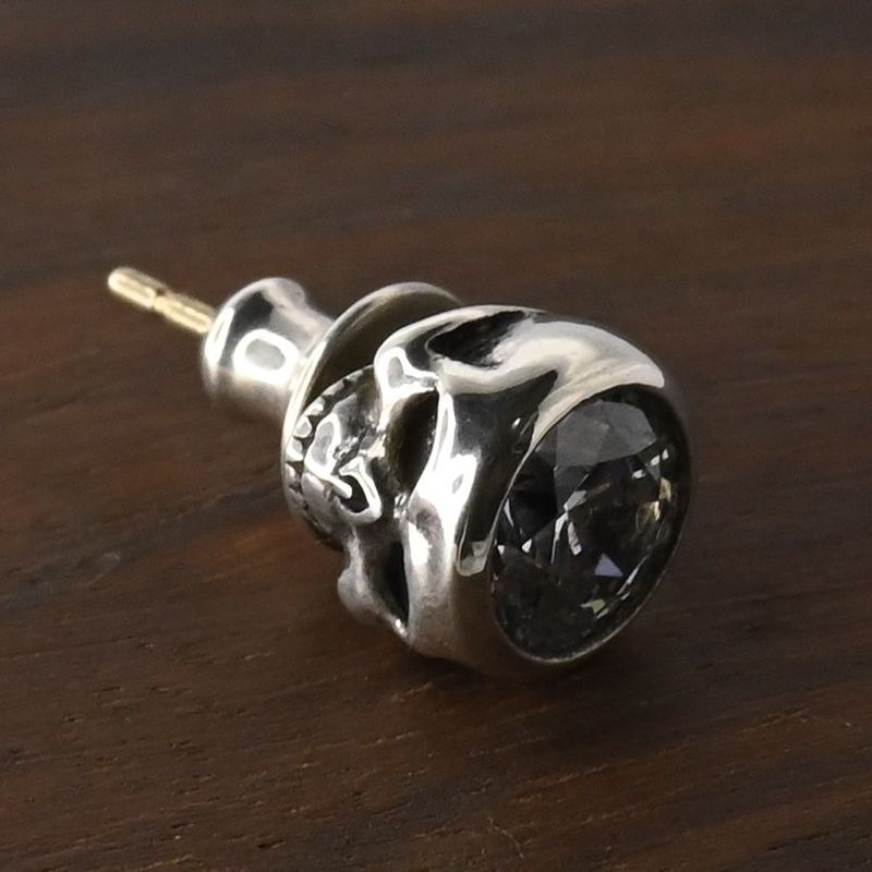 【研磨済】 JUSTIN DAVIS SECRET SKULL ピアス クリアストーン SEJ540 ジャスティンデイビス