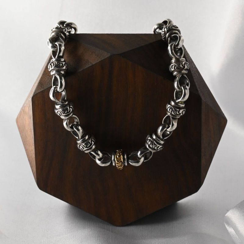 【研磨済】 ARIZONA FREEDOM ブレスレット 唐草 太陽神 23cm K18 シルバー925