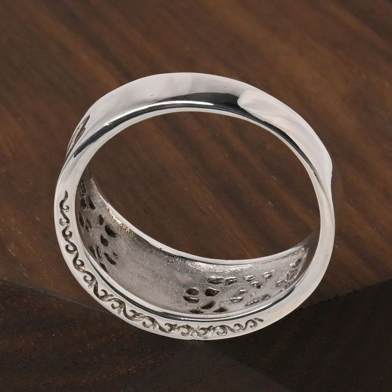 【研磨済】SAAD シルバー リング 20.5号 唐草 太陽神 シルバー925 指輪