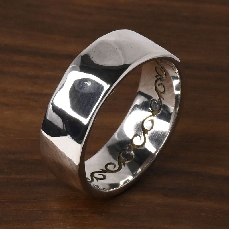 【研磨済】SAAD シルバー925 リング 14号 叩きデザイン 唐草 指輪