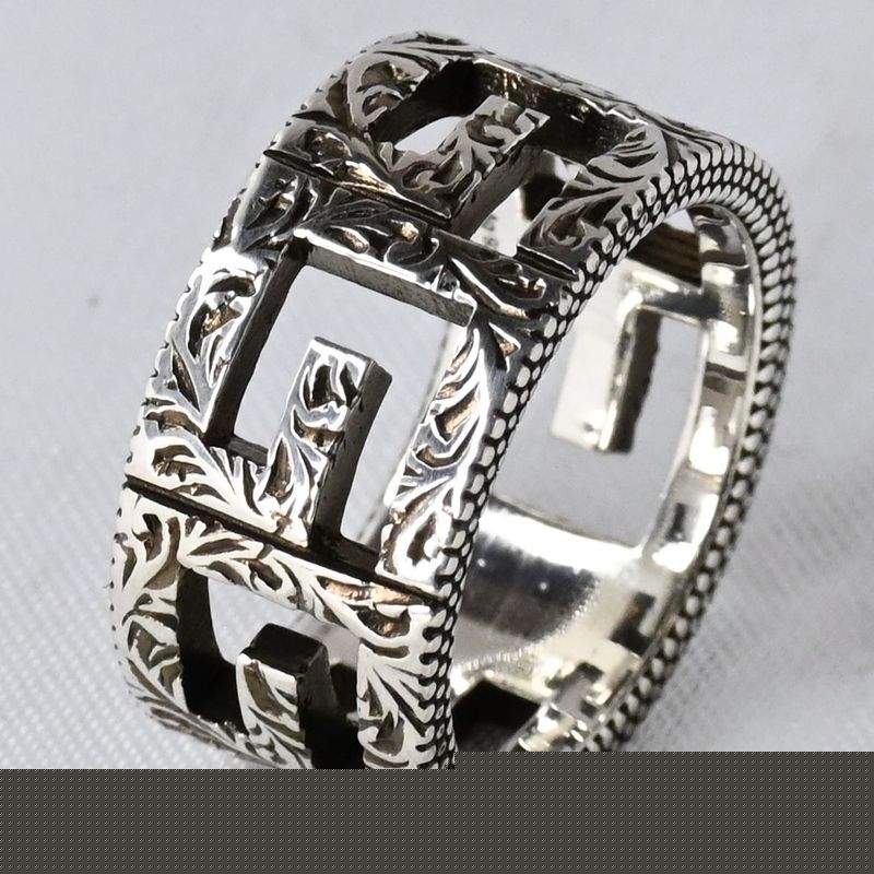 【研磨済】美品 GUCCI アラベスク スクエアG リング サイズ15 Ag925 指輪 グッチ