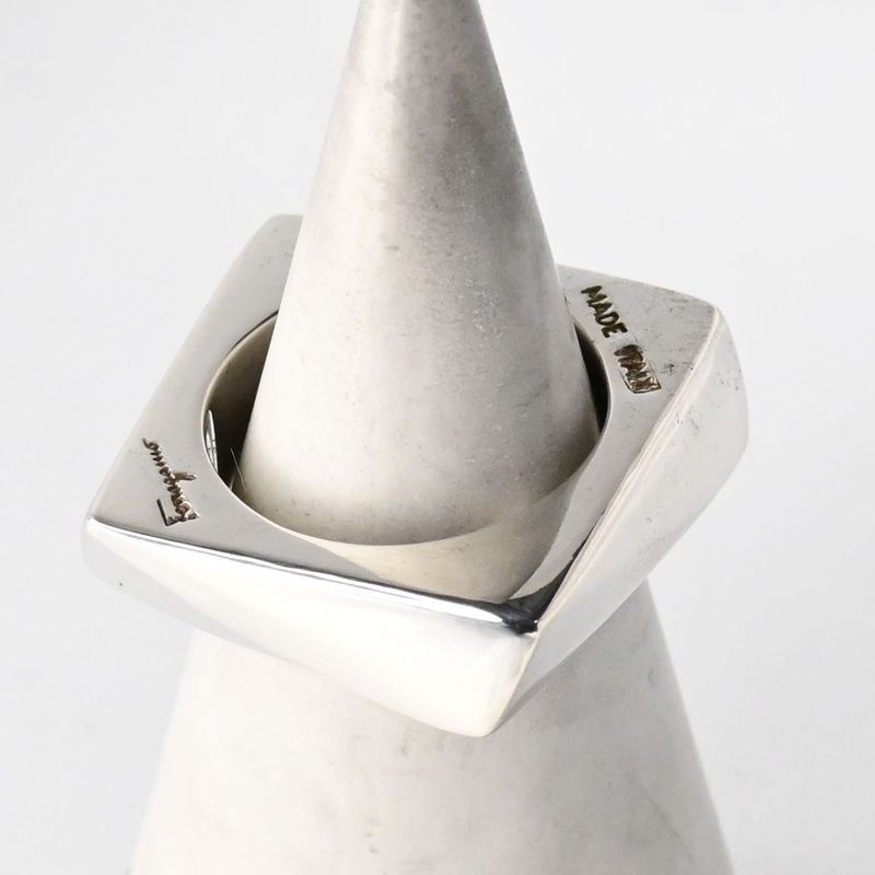 【研磨済】Salvatore Ferragamo スクエア リング シルバー925 11号 サルヴァトーレフェラガモ