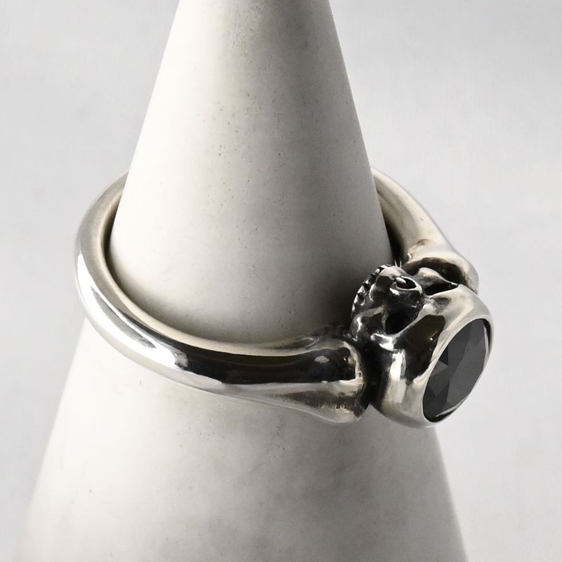 【研磨済】JUSTIN DAVIS SECRET SKULL RING ブラック SRJ460B 7号 シルバー925 リング 指輪 スカル JxU