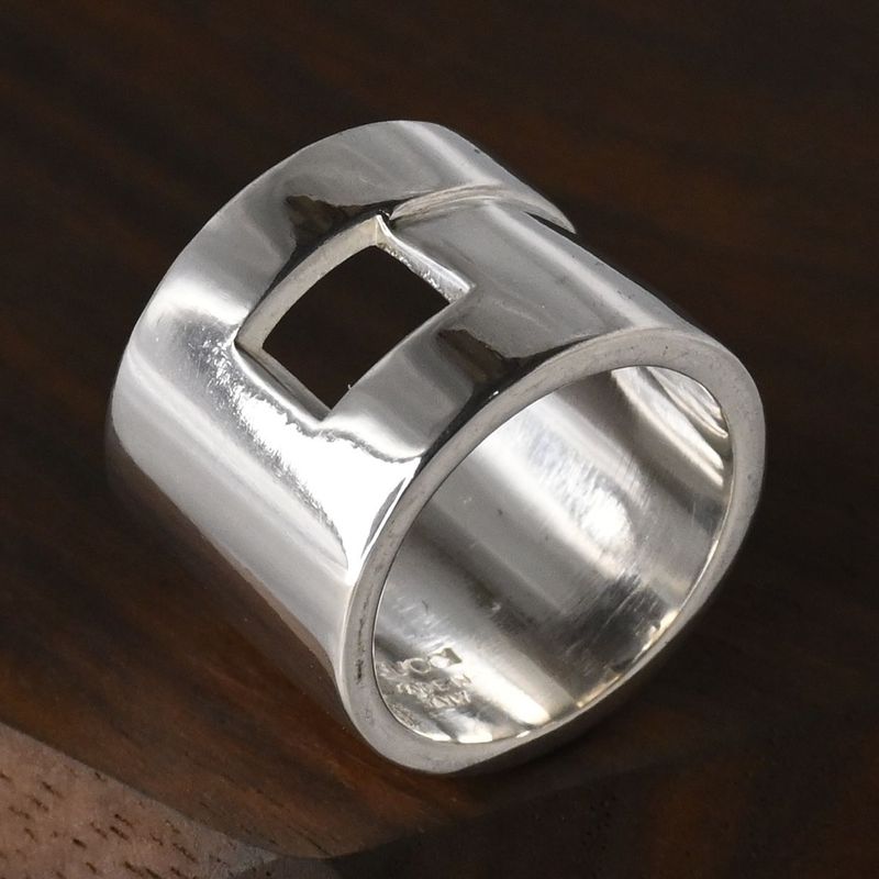 【研磨済】美品 90’s オールドグッチ GUCCI HEAVY BAND G RING リング 指輪 5号 Ag925