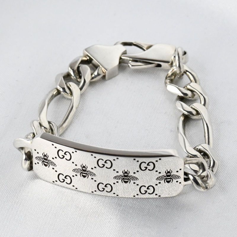 【研磨済】美品 GUCCI GG Bee エングレービング ブレスレット サイズ16 ビー 蜂 シルバー Ag925 グッチ