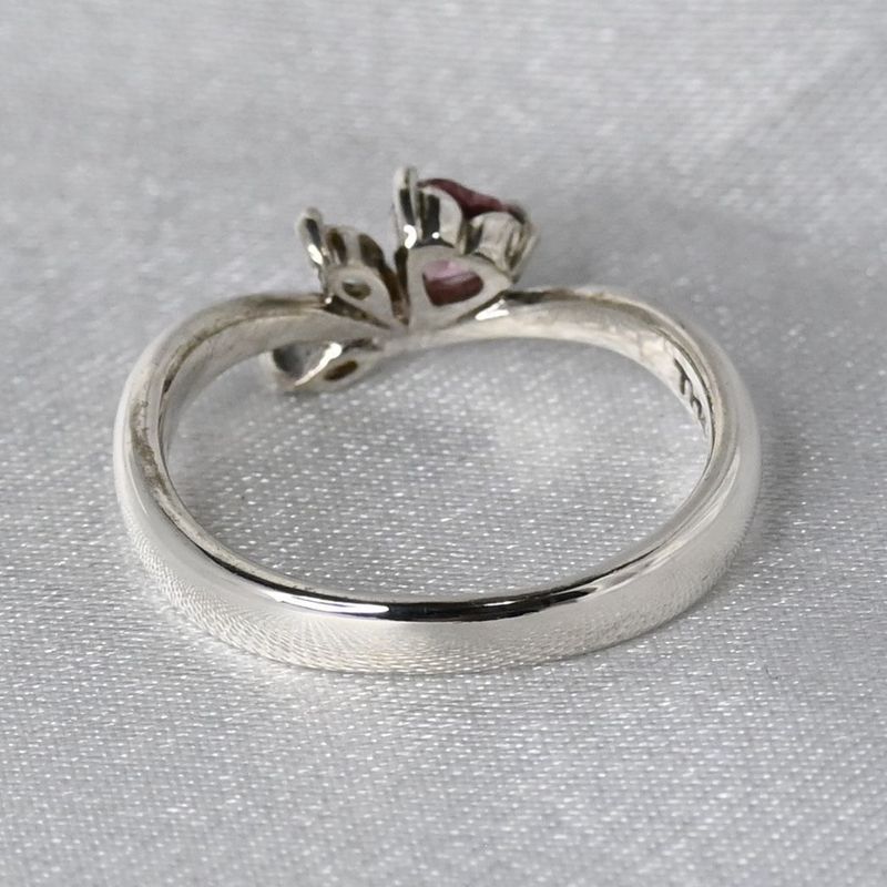 【研磨済】THE KISS リング 指輪 SILVER 9号 ピンクストーン