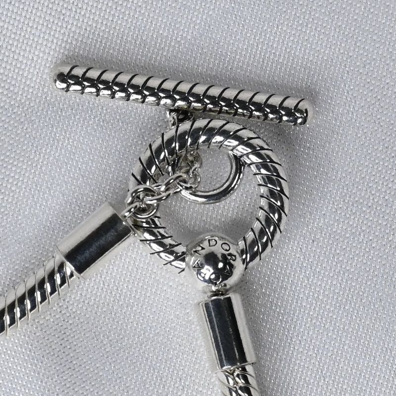 【研磨済】PANDORA T-Bar Snake Chain Bracelet 20cm ブレスレット パンドラ シルバー925 美品