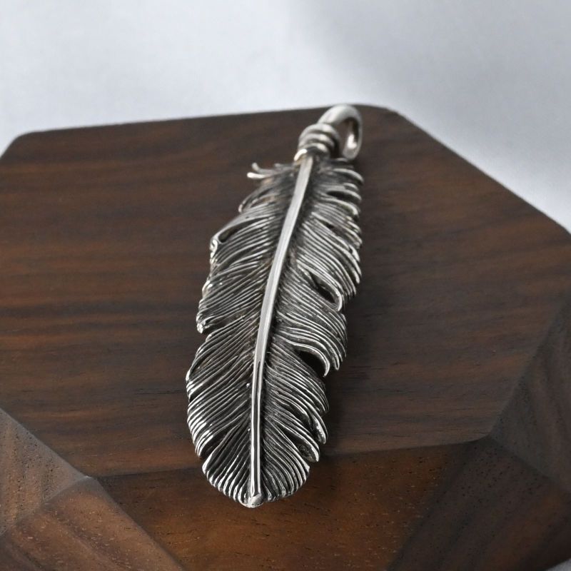 【研磨済】SAAD フェザー シルバー925 ペンダントトップ ネックレスチャーム