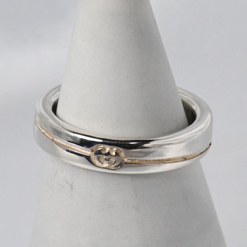 【新品仕上げ】美品 GUCCI ダイアゴナル インターロッキングG スリム リング 7サイズ グッチ