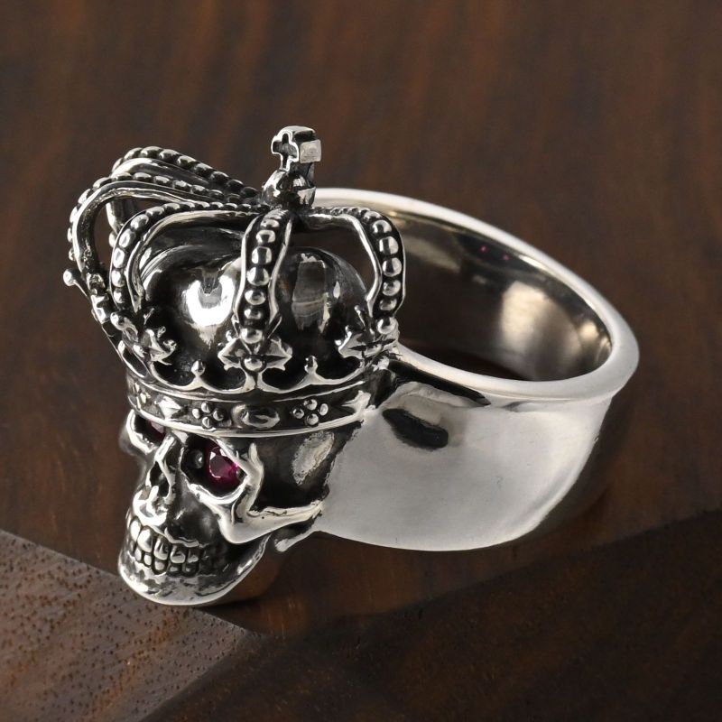 【研磨済】 JUSTIN DAVIS ESSENTIAL SKULL リング ルビー 19号 SRJ155 ジャスティンデイビス 指輪 スカル