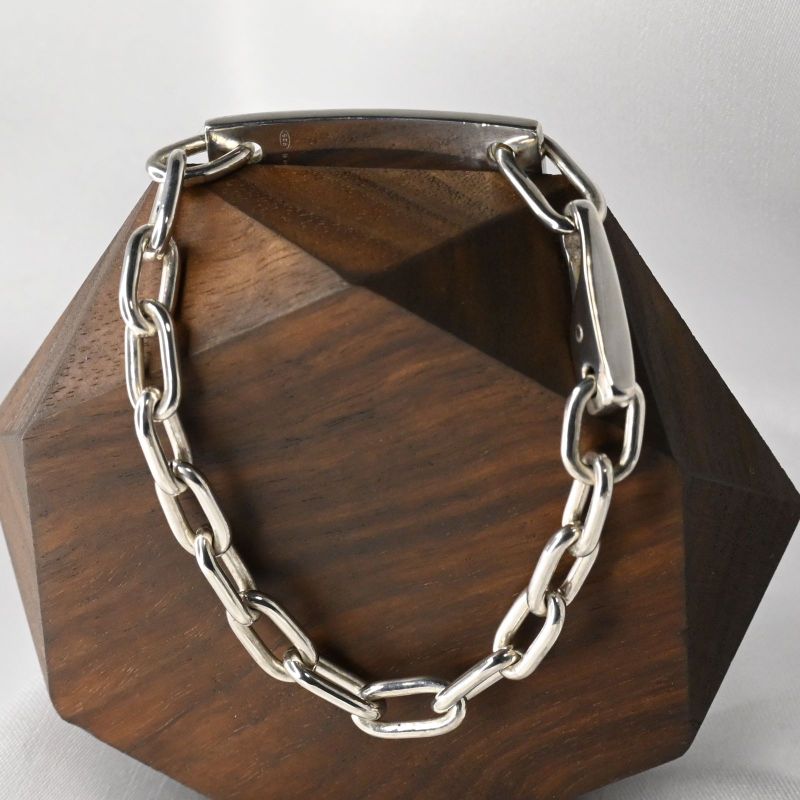 【研磨済】GUCCI ロゴ プレート ID ブレスレット 19cm Ag925 箱付き グッチ