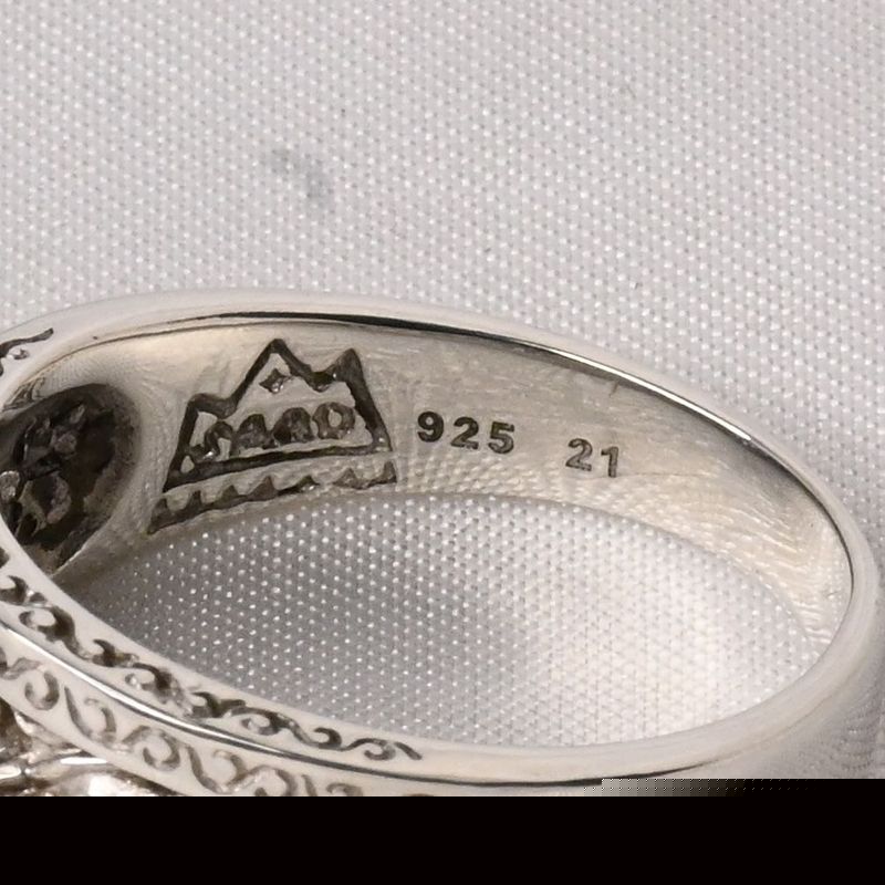 【研磨済】SAAD シルバー リング 20.5号 唐草 太陽神 シルバー925 指輪