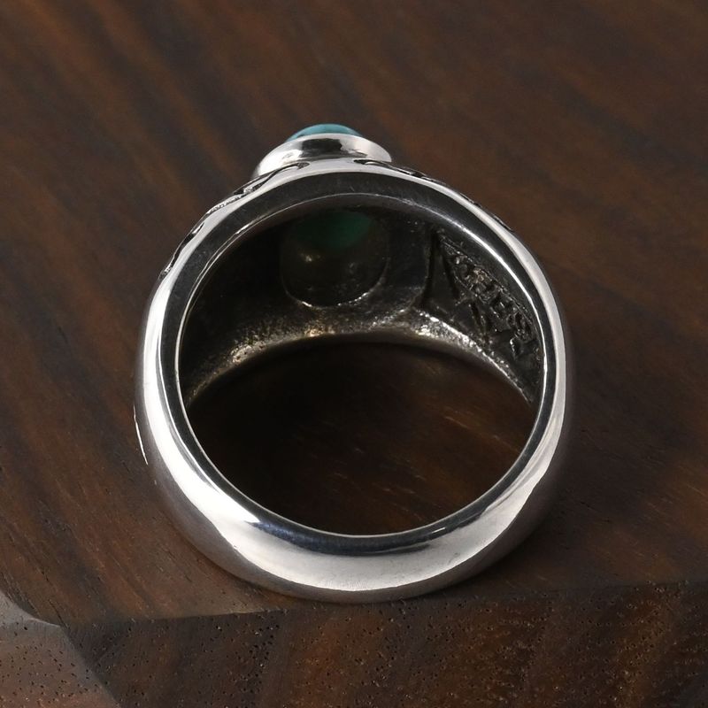 【研磨済】SAAD ターコイズ 太陽神 唐草 リング 13号 シルバー925