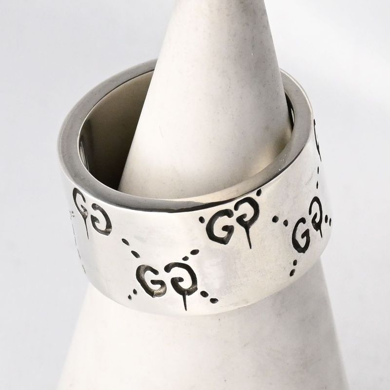 【研磨済】美品 GUCCI ゴースト ワイド リング 16号 Ag925