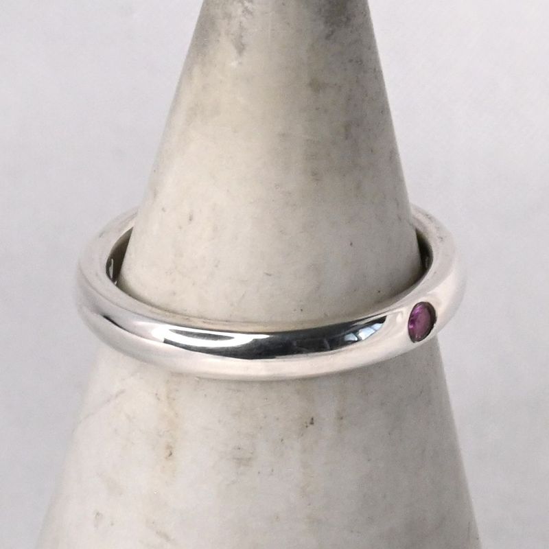 【研磨済】TIFFANY＆Co. スタッキングバンド リング ピンクサファイア 7.5号 ティファニー 指輪 シルバー925