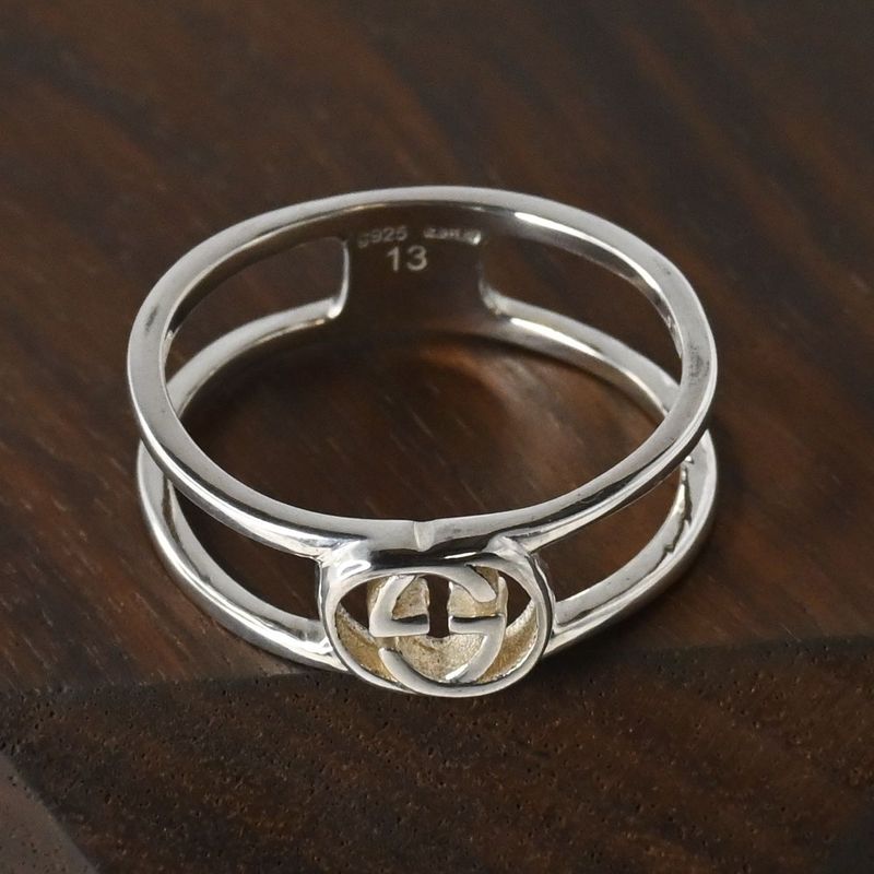 【研磨済】 GUCCI インターロッキング リング スリム 12号 指輪 Ag925