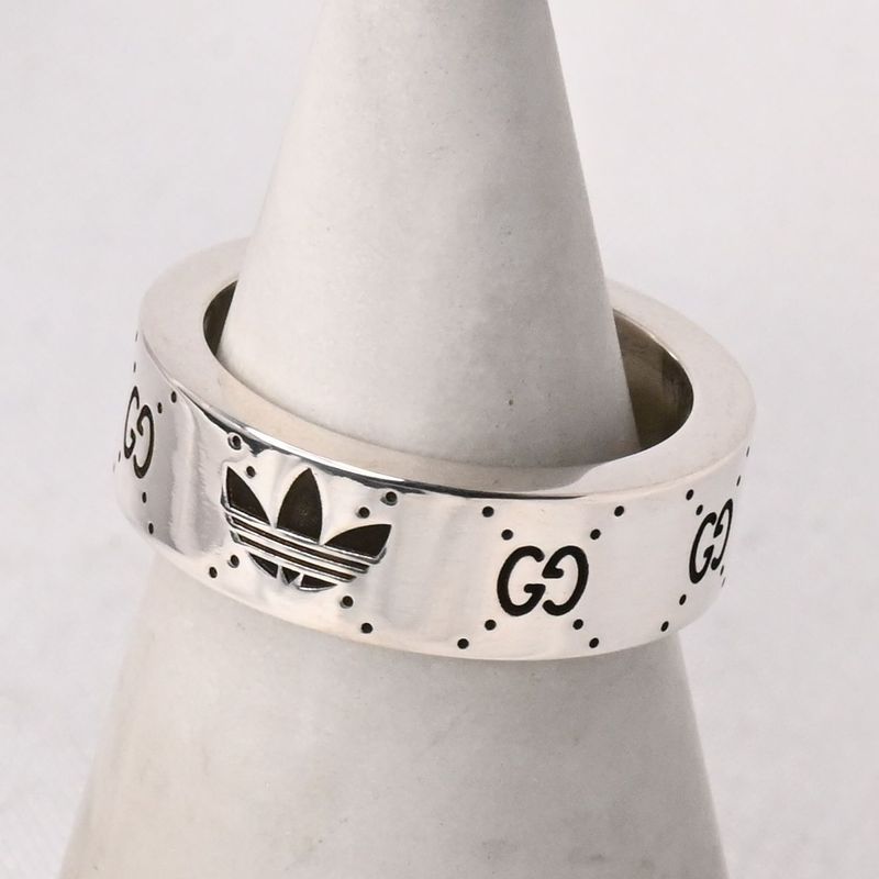 【研磨済】 GUCCI × Adidas シルバー リング 8.5号 Ag925 指輪 グッチ アディダス