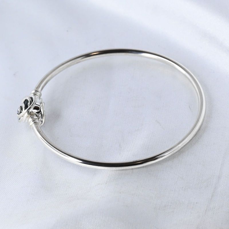 【研磨済】PANDORA Moments Encircled Clasp Bangle 19cm バングル 美品 シルバー925