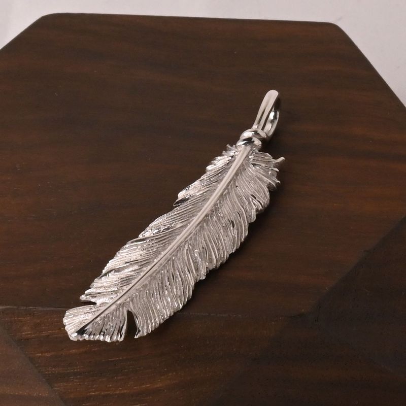 【研磨済】SAAD フェザー トップ 右向き シルバー925 ネックレスチャーム