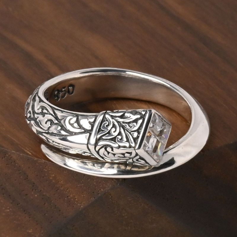 【研磨済】ZOCALO Ivy Spiral Ring Square : White CZ 17号 シルバー925 リング ソカロ