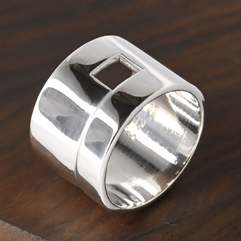 【研磨済】美品 90’s オールドグッチ GUCCI HEAVY BAND G RING リング 指輪 22号 Ag925