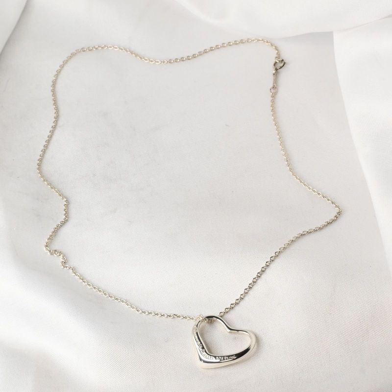 【研磨済】Tiffany&Co. オープンハート ネックレス 41cmチェーン ティファニー ペレッティ シルバー925  Open Heart