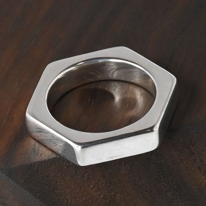 【研磨済】GUCCI ヘキサゴン ナット リング 指輪 8号 Ag925