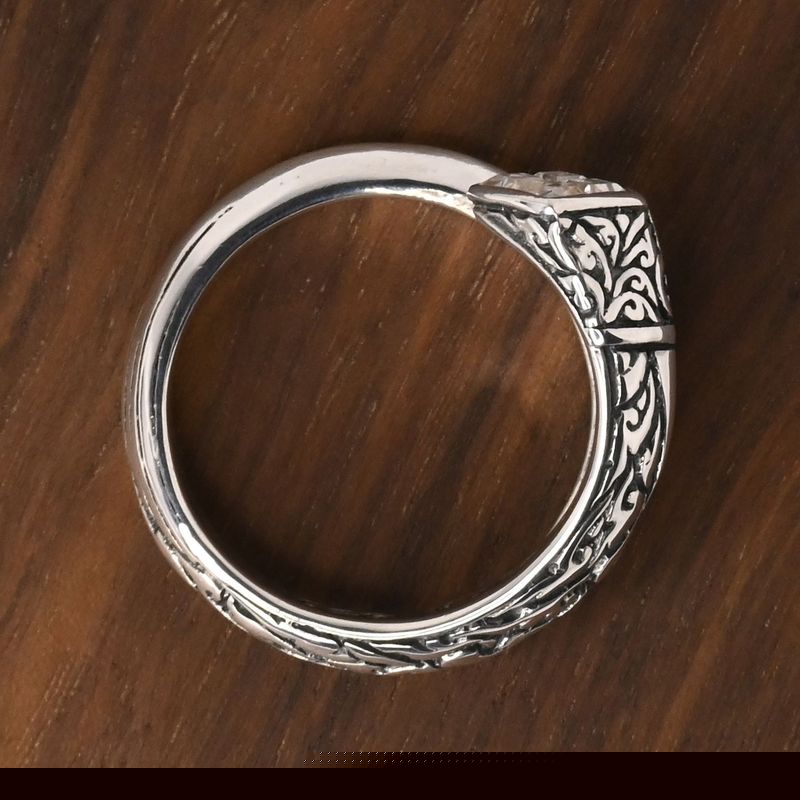 【研磨済】ZOCALO Ivy Spiral Ring Square : White CZ 17号 シルバー925 リング ソカロ