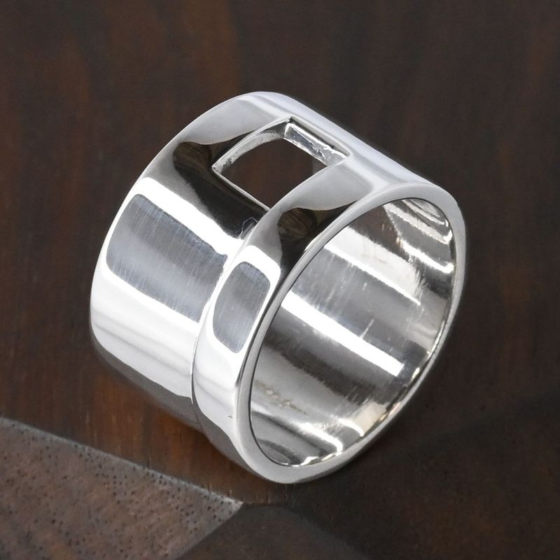 【研磨済】美品 90’s オールドグッチ GUCCI HEAVY BAND G RING リング 指輪 15号 Ag925