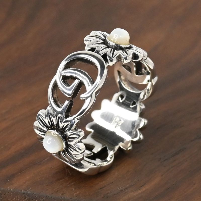 【新品仕上げ】美品 GUCCI ダブルG マザー・オブ・パール リング サイズ13