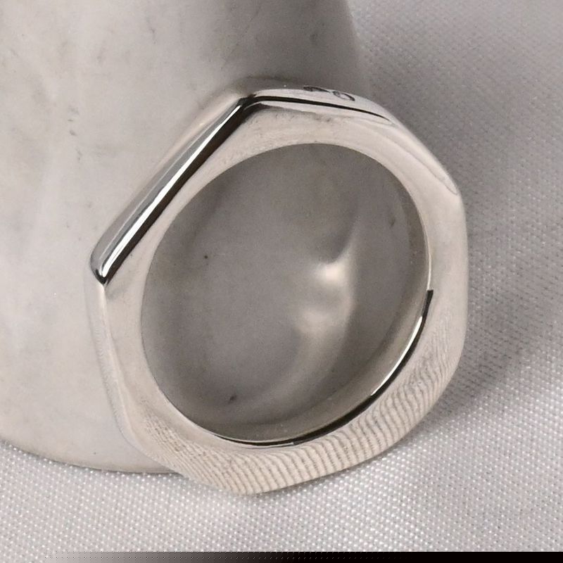 【研磨済】90’s オールドグッチ GUCCI オクタゴン ナット リング 指輪 13号 Ag925 美品