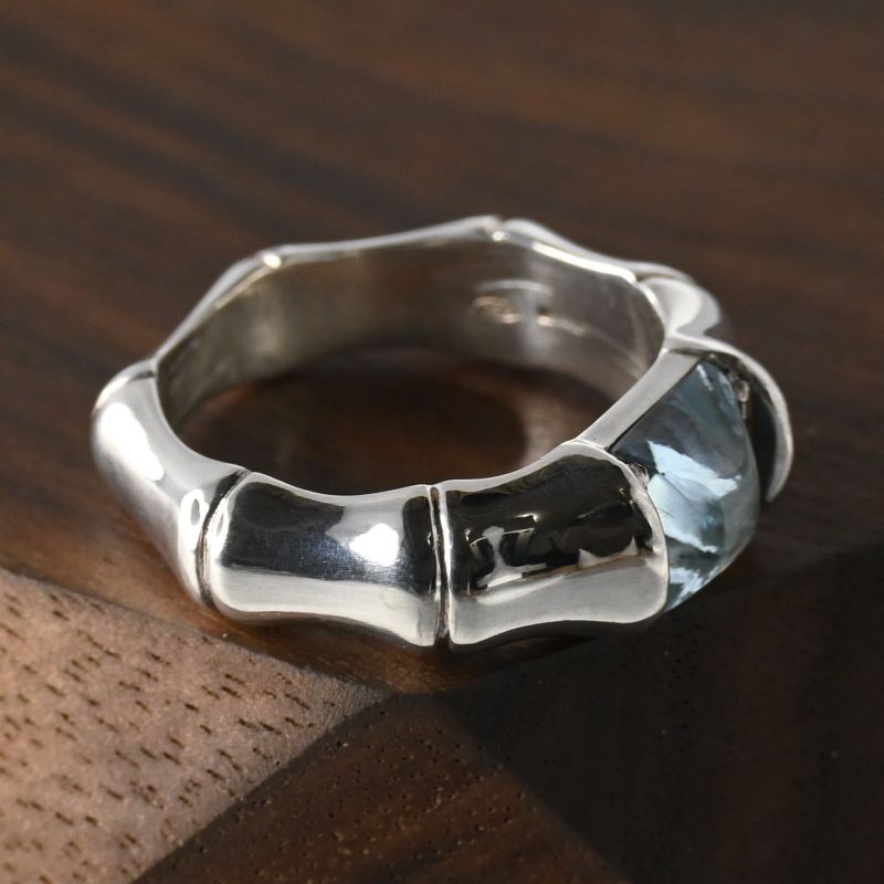 【研磨済】美品 GUCCI バンブー ラインストーン リング サイズ13 グッチ