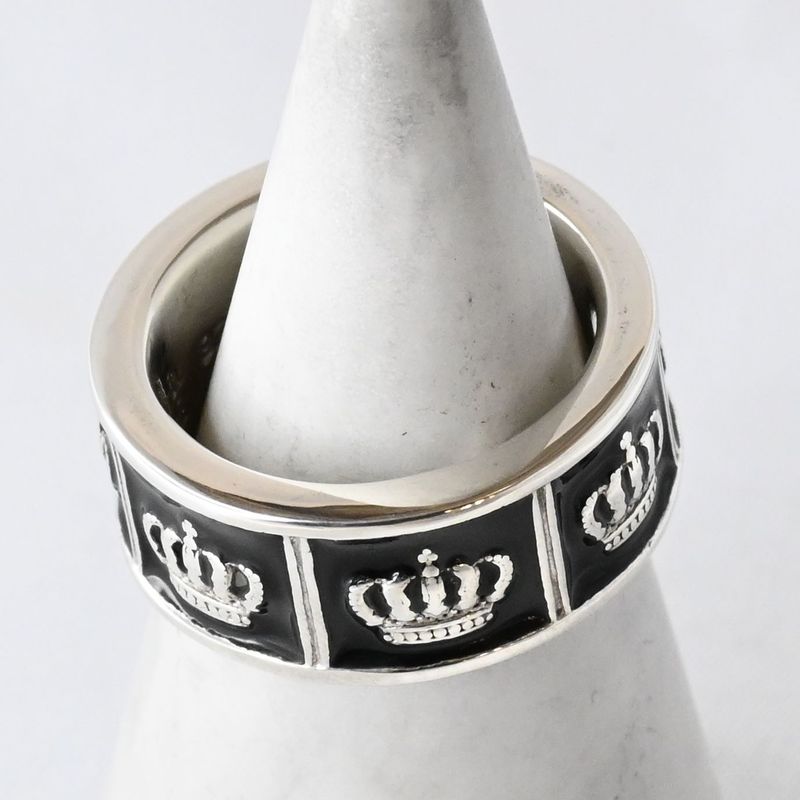 【研磨済】 JUSTIN DAVIS PRIDE&JOY/CROWN リング 17号 ブラック SRJ272 ジャスティンデイビス 指輪 クラウン 王冠 シルバー925