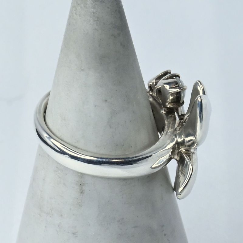 【研磨済】4℃ フラワー リング シルバー925 9号 美品 ヨンドシー 指輪