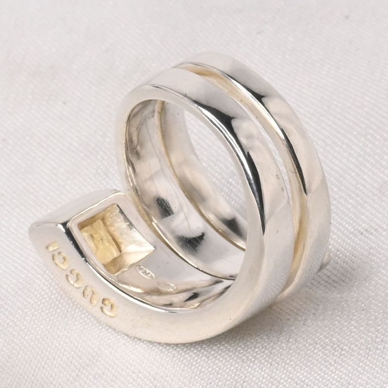 【研磨済】美品 GUCCI トパーズ スネーク リング 9.5号 Ag925 グッチ 指輪 silver925