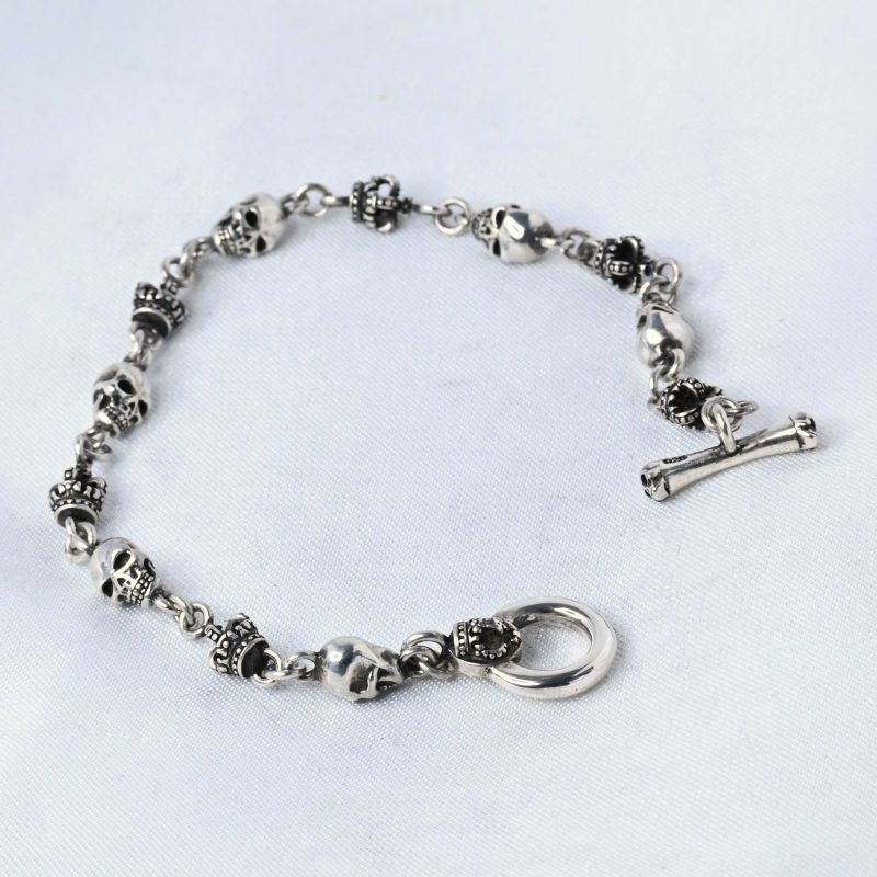 【研磨済】JUSTIN DAVIS SKULL DIVINE ブレスレット Sサイズ SBJ126 ジャスティンデイビス シルバー925