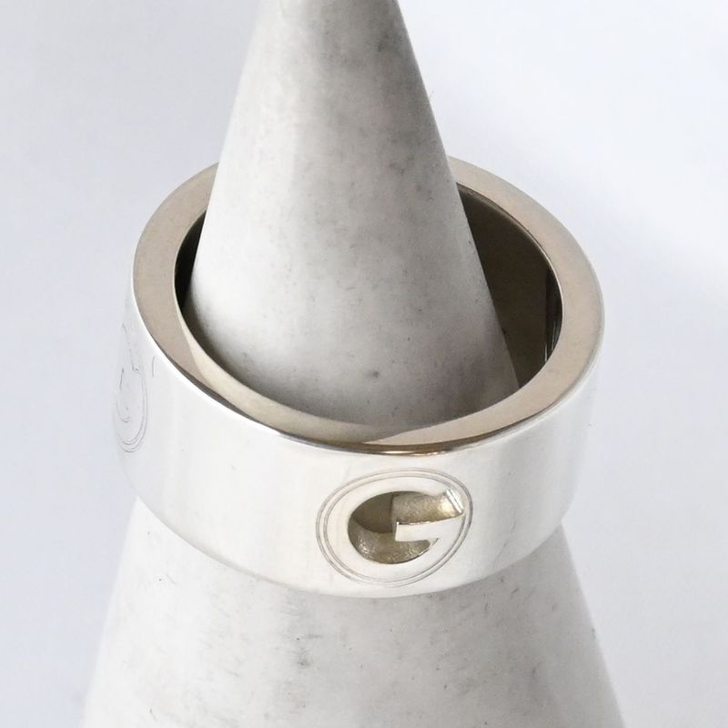 【研磨済】美品 GUCCI Gロゴ カットアウト リング サイズ8 Ag925 指輪 グッチ