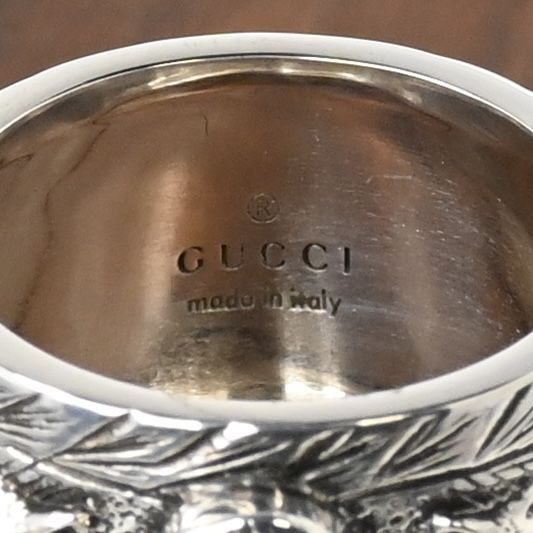 【新品仕上げ】美品 GUCCI ガーデン タイガーヘッド シルバー リング マカライト サイズ14