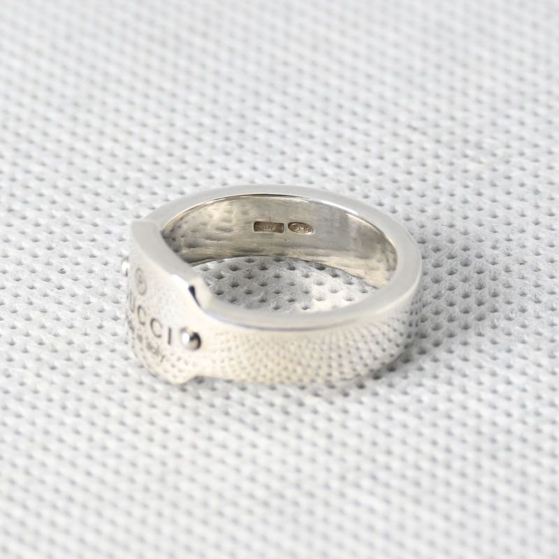 美品 GUCCI グッチ ロゴ プレート リング シルバー925 Ag925 9号 オールドグッチ