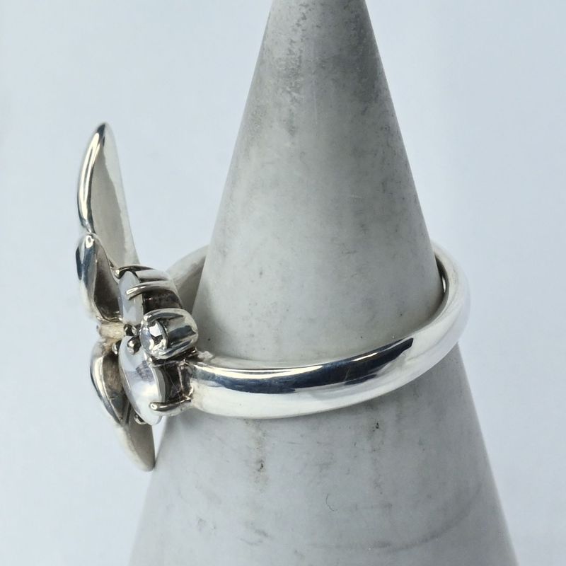 【研磨済】4℃ フラワー リング シルバー925 9号 美品 ヨンドシー 指輪