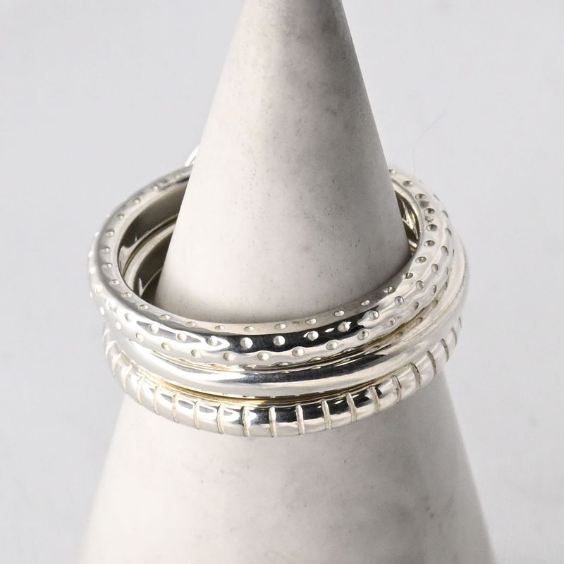 【研磨済】美品 COACH 3連 リング シルバー925 14号 コーチ 指輪